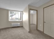 Thumbnail 6 of 28 - an empty bedroom with a window and a door