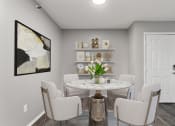 Thumbnail 12 of 28 - a dining room with white chairs and a table
