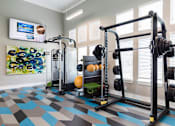Thumbnail 26 of 30 - squat rack  with plates and medicine ball rack