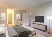 Thumbnail 9 of 9 - a bedroom with a bed and a television