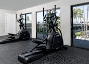 Thumbnail 24 of 38 - Two elliptical trainers in a room with a view of the outside.