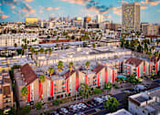 Thumbnail 1 of 17 - an aerial view of the city with buildings and a city skyline