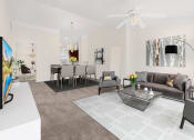 Thumbnail 9 of 14 - Living room and dining at Brandywine Apartments, West Bloomfield, MI, 48322