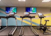 Thumbnail 41 of 62 - A gym with treadmills and exercise bikes.
