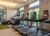 Thumbnail 50 of 73 - A row of treadmills in a gym.