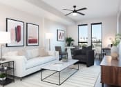 Thumbnail 2 of 20 - a living room with a white couch and a coffee table at AVE Phoenix Terra, Phoenix