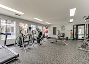 Thumbnail 29 of 51 - A gym with treadmills, weights, and exercise equipment. at The Manhattan Apartments, Dallas, Texas