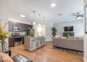 Thumbnail 3 of 22 - Living Room With Kitchen View at Delray Apartments, Houston, TX
