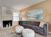 Thumbnail 3 of 29 - Living Room With Fireplace at Woodland Hills, Irving, Texas