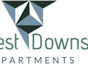 Thumbnail 8 of 9 - A logo with a geometric design and the text "West Downs Apartments".