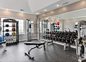 Thumbnail 8 of 37 - the preserve at ballantyne commons fitness room with weights and cardio equipment