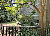 Thumbnail 8 of 8 - A tree in front of a building with a fence in the foreground.