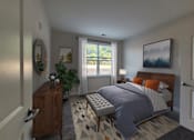 Thumbnail 11 of 54 - a bedroom with a bed and a dresser and a window