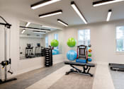 Thumbnail 37 of 54 - a gym with exercise equipment and mirrors at the preserve at greatstone