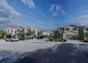 Thumbnail 14 of 27 - A row of houses with cars parked in front.