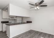 Thumbnail 14 of 14 - an open kitchen and living room with a ceiling fan