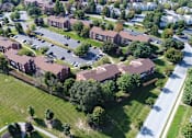 Thumbnail 28 of 41 - aerial shot of brick buildings