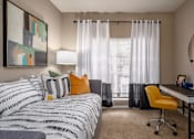 Thumbnail 13 of 42 - Spacious den or office area with 9-foot ceilings at Woodlake on the Bayou Apartments in Houston.