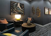 Thumbnail 7 of 44 - Modern resident lounge with free wi-fi, resident cyber lounge, resident cyber café at Tanglewood Apartments in Lincoln, Nebraska