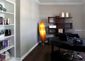 Thumbnail 30 of 36 - Luxury apartments with den, office space, wet bar, built-in shelves, oversized windows, and wood grain plank floors at Lenox Village Apartments in Lincoln, Nebraska