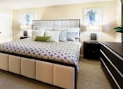 Thumbnail 8 of 27 - Spacious master bedroom with attached master bathroom and walk-in closet at Alpine Village Apartments in La Vista, Nebraska