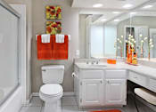 Thumbnail 7 of 36 - Luxury apartments with oval soaking tub, built-in vanity, and glass shower at Lenox Village Apartments in Lincoln, Nebraska