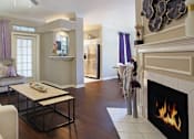 Thumbnail 45 of 73 - Luxury apartments with wood-burning fireplace, wood plank floors, built-in bookshelves, spacious dining room, and 9-foot ceilings at The Saxony Apartments