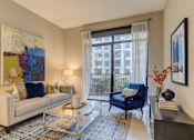 Thumbnail 42 of 45 - Luxury apartments in River Oaks with spacious living room and 11-foot ceilings at Le Palais Apartments in Houston.