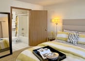 Thumbnail 4 of 44 - Spacious bedroom with walk-in closet and attached bathroom at Tanglewood Apartments in Lincoln Nebraska