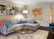 Thumbnail 6 of 22 - Spacious one and two bedroom floor plans with white brick accent walls and wood plank floors at Waters of Winrock Apartments in Houston.