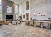 Thumbnail 13 of 26 - the lobby of the revelstoke with a lobby sign and a reception desk  at Presidium Revelstoke, Fort Worth, TX