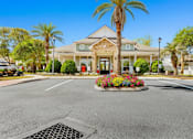 Thumbnail 1 of 23 - A palm tree stands in front of a house with a red door.