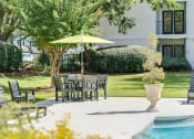 Thumbnail 21 of 32 - a patio with a table and chairs next to a swimming pool at Dothan Farms, Alabama, 36305