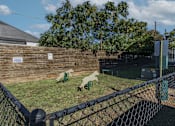 Thumbnail 24 of 47 - A park with a fence and a sign on a wooden wall.