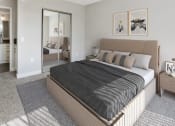 Thumbnail 7 of 17 - a bedroom with a large bed and a mirror