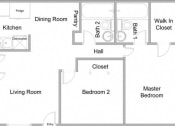 Thumbnail 18 of 18 - Peachgrove Apartments two bedroom two bathroom floor plan