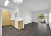 Thumbnail 23 of 48 - A kitchen with wooden cabinets and a white countertop.