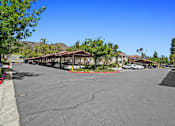 Thumbnail 46 of 48 - A parking lot with a mountain in the background.