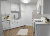 Thumbnail 16 of 39 - a kitchen with white cabinets and white appliances