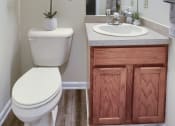 Thumbnail 47 of 51 - Mechanicsburg Apartments | Rockledge Townhomes |  a bathroom with a toilet sink and mirror