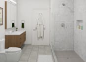 Thumbnail 57 of 67 - Apartments in Lancaster | a white bathroom with a shower and a toilet and a sink