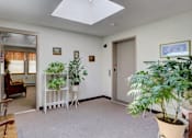 Thumbnail 5 of 15 - a room with a skylight in the ceiling and plants in the corner