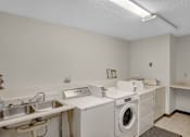 Thumbnail 11 of 14 - a laundry room with a washer and dryer