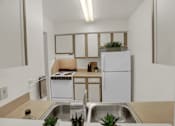 Thumbnail 10 of 16 - a kitchen with a sink and a refrigerator