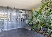 Thumbnail 27 of 37 - A concrete area with a gate and a plant.