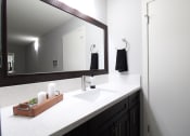 Thumbnail 12 of 31 - a bathroom with a sink and a mirror