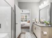 Thumbnail 13 of 23 - Bath and closet at Meeder Flats Apartment Homes, Pennsylvania, 16066