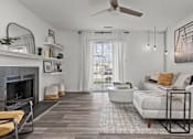 Thumbnail 3 of 27 - Living Room With Fireplace at Eagle Ridge Apartments, Monroeville, PA, 15146