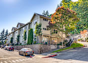 Thumbnail 3 of 33 - A row of houses with a tree in front of them.