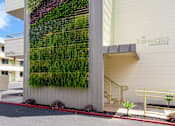 Thumbnail 4 of 12 - A building with a green wall on the side.